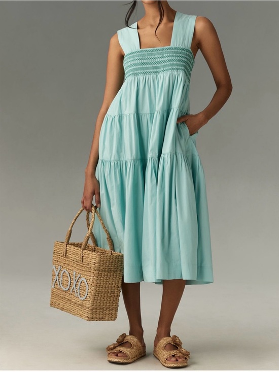 Anthropologie Dresses & Skirts - Anthropologie Sleeveless square neck line Tiered Midi Dress